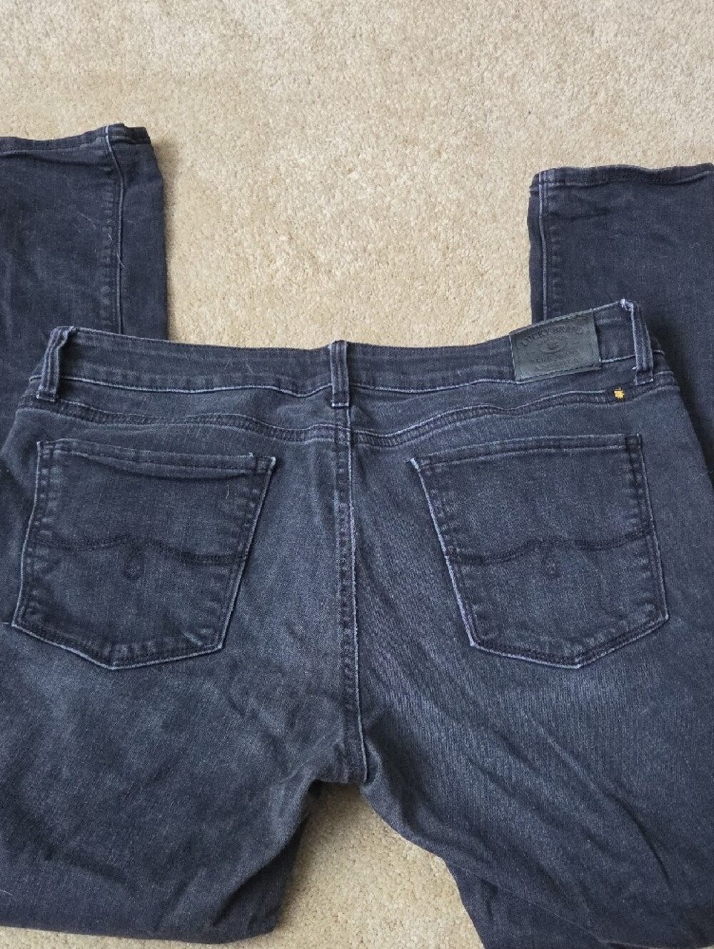 Lucky Brand Women's Black Straight Leg Jeans with Knee Rips - Picture 8 of 9